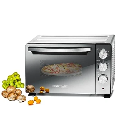 Afbeelding van ROMMELSBACHER Back &amp; Grill BGS 1400 energiebesparend en efficiënt, volume 22 l, anti aanbaklaag, 6 soorten verwarming, draaispies, timer 60 minuten, dubbele beglazing, zilver,
