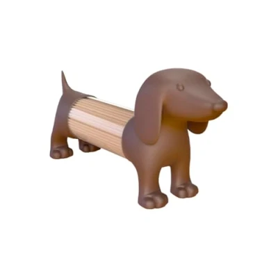 Afbeelding van Balvi Teckel tandenstokerhouder kleur: bruin in de vorm van een hond, acryl/pvc kunststof