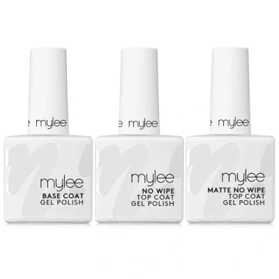 Afbeelding van Mylee Gel nagellakset Matte &amp; No Wipe Top Coat + Base Coat, 3 x 10 ml UV/LED Soak Off Nail Art manicure, pedicure salon en thuisgebruik houdt tot 2 weken, eenvoudig aan te brengen
