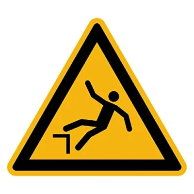 Image de Autocollant Danger Warning Avertissement NF ISO7010 Sticker Adhésif Signalétique Triangulaire Laminé Plastifié Résistant à l&#039;eau et aux UV Chute avec Dénivellation 15x15 cm