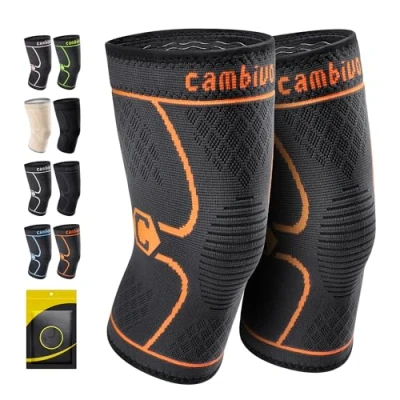 Afbeelding van CAMBIVO 2 stuks kniebeschermers voor tijdens het sporten, artrose kniebeschermers, kniebandage dames en heren, krachttraining, sport, cross fit, hardlopen, volleybal, artritis