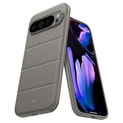 Afbeelding van Caseology Athlex Google Pixel 9 Pro XL hoes, krasbestendige zandsteentextuur, militaire valbescherming, antislip patronen aan de zijkant voor XL, actief grijs