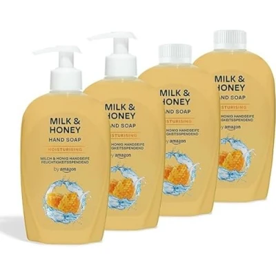 Afbeelding van by Amazon, Handzeep met melk en honing, 4 x 500 ml