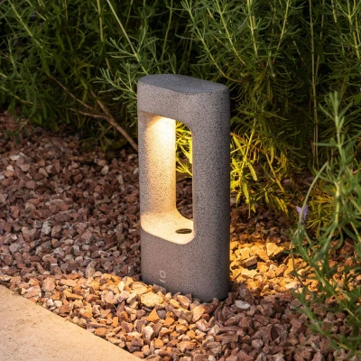 Afbeelding van LED sokkellamp Totem, grijs, beton, hoogte 28,5 cm