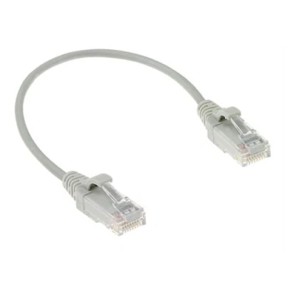 Image de ACT Cordon de raccordement RJ 45 (M) pour 25 cm UTP CAT 6 moulé, sans crochet, halogène gris, RAL 7035