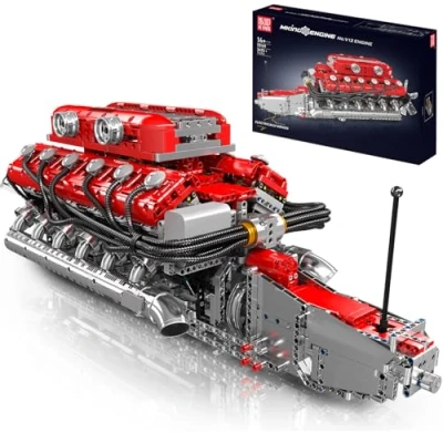 Afbeelding van MOULD KING 10169 Technic V12 Motorbouwset, 3472 delig, bouwpakket, cadeau voor meisjes en jongens