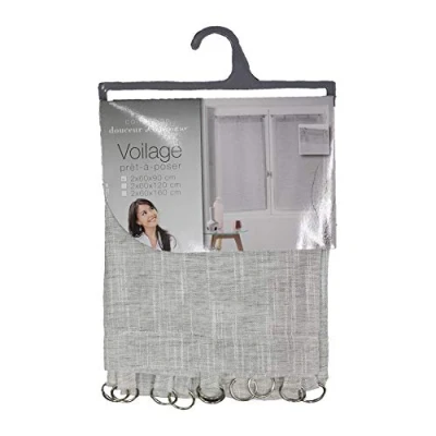 Afbeelding van Gordijnen met lussen, 2 x 60 90 cm, gezandstraald, geborduurd, Olympia, wit