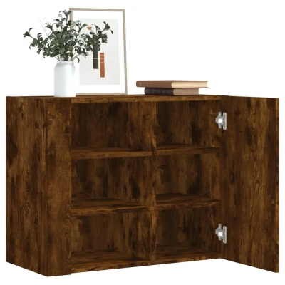 Afbeelding van Wandkast 75x35x60 cm bewerkt hout gerookt eikenkleurig