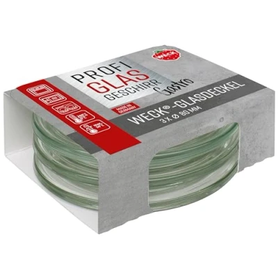 Afbeelding van Weck Gastropack 76129 Gourmet deksel, 3 stuks, 80 mm (perfecte creaties, ovenbestendig, vaatwasmachinebestendig, stabiliteit, gourmetglazen)