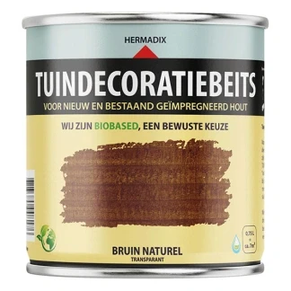 Afbeelding van Hermadix Tuindecoratiebeits Transparant 766 Bruin Naturel 0,75 liter Tuinbeits