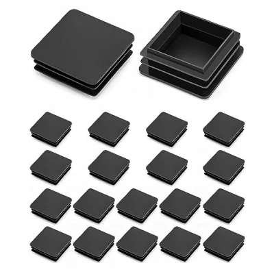Afbeelding van QWORK® 20 stuks 50 x mm lamellenstoppen voor vierkante buis, eindkap van kunststof, zwart, vierkant, buisbuis, polyethyleen eindkappen