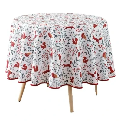 Afbeelding van douceur d&#039;intérieur, Rond tafelkleed (diameter 180 cm) bos, bedrukt polyester