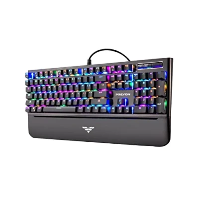Afbeelding van PREYON Long Claw Brown Gaming toetsenbord met gevlochten kabel, verlicht mechanisch volumeregeling en magnetische polssteun, Gateron