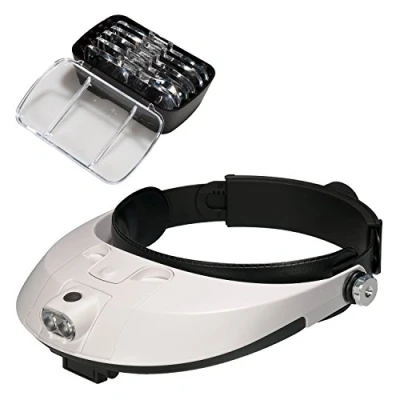 Afbeelding van Lysignal Hoofdvergrootglas met LED lamp, vergrootglas voor reparatie, sieraden, naaien, handwerk, bewakingscircuit