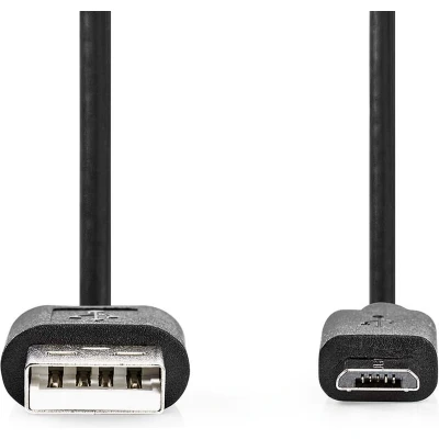 Afbeelding van Nedis USB Micro B Male kabel 2.0 1,00m zwart