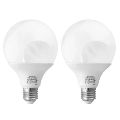 Afbeelding van Jandei 2 x Globe LED lampen, G95 E27 fitting, 15 W (komt overeen met 100 W) koudwit licht 6000 K, 1700 lumen. Perfect voor keuken, woonkamer, hal, kantoor.