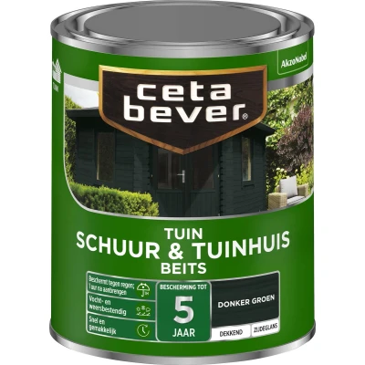 Afbeelding van Ceta Bever Dekkend Tuinbeits Schuur &amp; Tuinhuis 605 Donker Groen 0,75 liter Blanke lak Beits