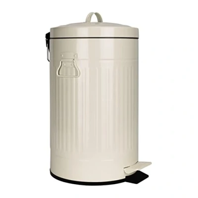 Afbeelding van QUVIO Prullenbak retro 12 L Metaal Beige