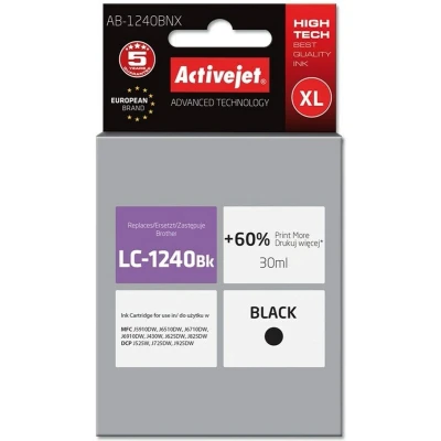 Afbeelding van Activejet AB 1240BNX inkt (vervanging voor Brother LC1220Bk/LC1240Bk; Supreme; 30 ml; zwart)