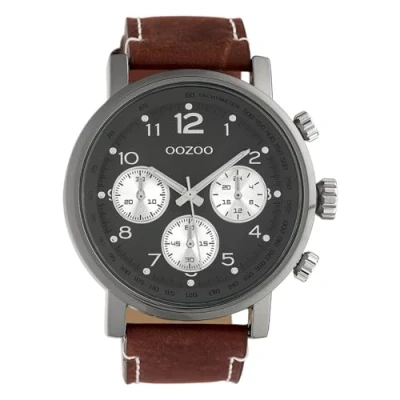 Afbeelding van OOZOO Timepieces Titanium horloge met bruine leren band C10061