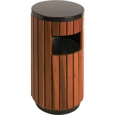 Afbeelding van Buitenafvalbak 33 ltr zwart/houtlook