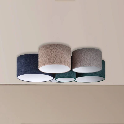 Afbeelding van Plafondlamp Boucle 6 lamps blauw/groen/cappuccino
