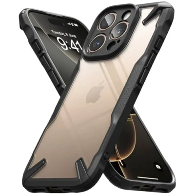 Afbeelding van Ringke Beschermhoes compatibel met iPhone 16 Pro [Fusion X] Schokbestendig militaire bescherming Krasbestendig Harde achterkant Zachte Bumper Hoesje Case Accessoires Zwart