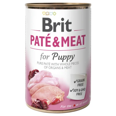 Afbeelding van Brit Blik Paté &amp; Meat Puppy Hondenvoer Kip Kalkoen 400 g