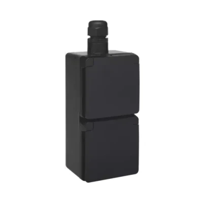 Afbeelding van Niko New Hydro dubbele wandcontactdoos opbouw zwart IP55 verticaal