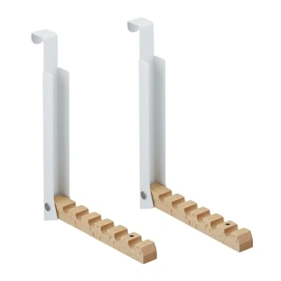 Afbeelding van Relaxdays Opvouwbare kapstok voor deuren tot 2 cm dik, stuks, 6 kleerhangers, metaal en hout, wit