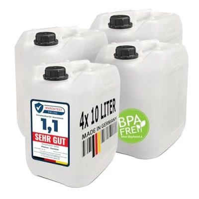 Afbeelding van 4 x 10 l, lege jerrycan met voedselveilige sluiting,