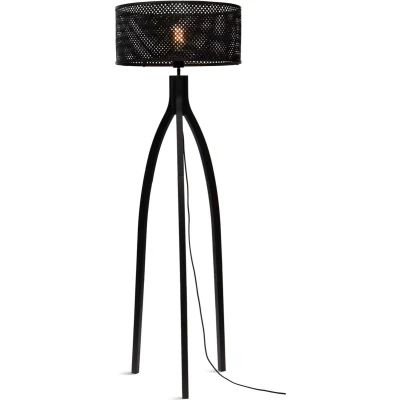 Afbeelding van GOOD&amp;MOJO Vloerlamp Java Bamboe Zwart 50x50x145cm Driepoot