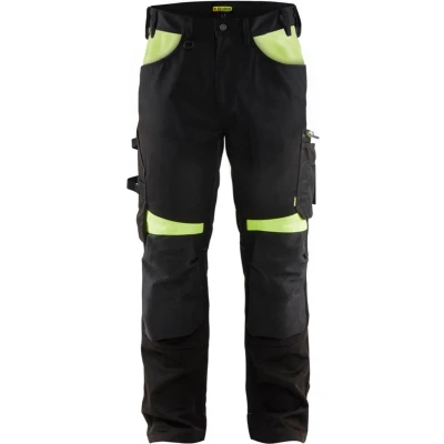 Afbeelding van Blaklader Werkbroek zonder spijkerzakken 1556 1860 Zwart/High Vis Geel C150