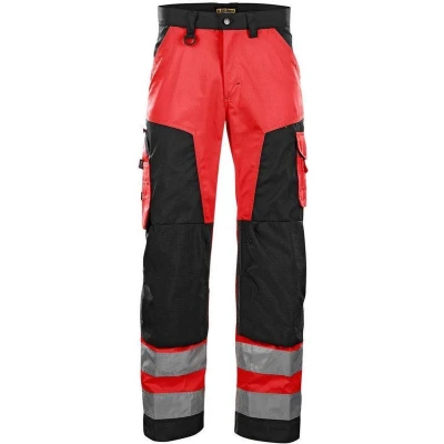 Afbeelding van Blaklader Werkbroek High Vis zonder spijkerzakken 1566 1811 Rood/Zwart C56
