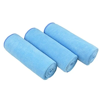 Afbeelding van MAYOUTH Set van 3 sporthanddoeken, microvezel, sneldrogend, absorberend, voor sportschool, fitness, yoga, camping, lichtblauw, 40 x 80 cm