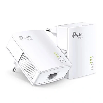 Afbeelding van TP Link CPL 1000 Mbps met 1 Gigabit poort en geïntegreerd stopcontact ideaal voor het genieten van multi tv service thuis, compatibel alle boxen, TL PA717 KIT