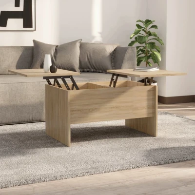Afbeelding van Salontafel 80x50x42,5 cm bewerkt hout sonoma eikenkleurig