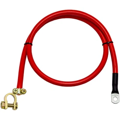 Afbeelding van Lumonic 50 cm batterijkabel massakabel met 25 mm² doorsnede rood stroomkabel voor auto&#039;s buiskabelschoen M8 + klem Cu kabel