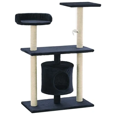 Afbeelding van vidaXL Kattenkrabpaal met sisal krabpalen 95 cm donkerblauw