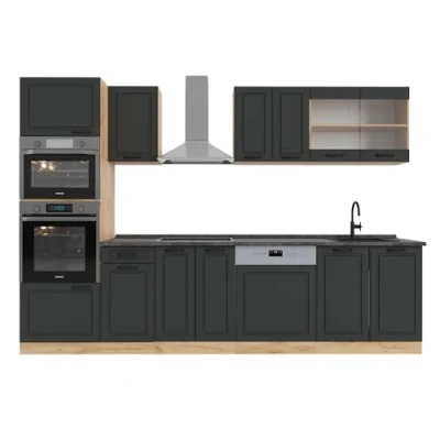 Afbeelding van Vicco Complete keukeneenheid R Line, Antraciet landhuis/gouden eik, 300 cm met hoge kast, WB