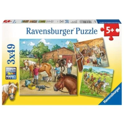 Image de Ravensburger Puzzle 3 x 49 pièces Bienvenue au centre équestre