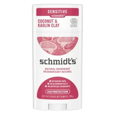 Afbeelding van SCHMIDT&#039;S Deodorantstick voor de gevoelige huid, kaolien en kokosnoot, 100% natuurlijke oorsprong, werkzaamheid 24 uur, 58 ml, 75 g