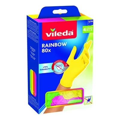 Afbeelding van Vileda Rainbow multifunctionele handschoenen, nitril, meerkleurig, 80 stuks, S/M