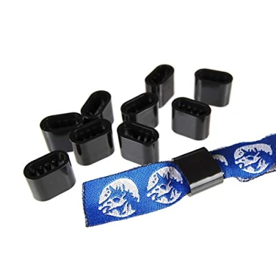 Afbeelding van WeAreAwesome 10 stuks kunststof sluitingen voor stoffen riemen Zwart Flach XL