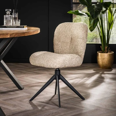Afbeelding van Davy draaibare eetkamerstoel boucle zand