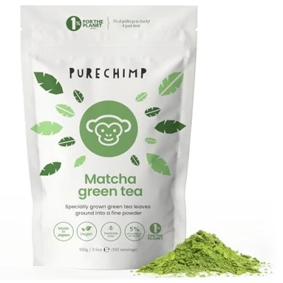 Afbeelding van Matcha groene theepoeder (superthee) 100 g van PureChimp ceremoniële kwaliteit geïmporteerd uit Japan natuurlijk en veganistisch