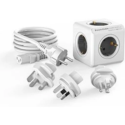 Afbeelding van Allocacoc PowerCube® ReWirable Grey / 3x Travel Plugs + 1 IEC Cable Type F (Netherlands/Germany)