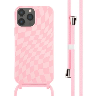 Afbeelding van iMoshion hoesje met koord Geschikt voor iPhone 13 Pro Max Siliconen design Roze / Retro Pink