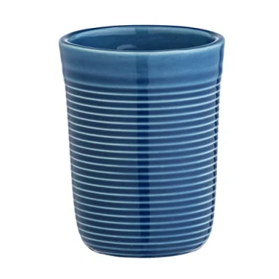 Afbeelding van WENKO Tandenborstelbeker Sada van keramiek, hoogwaardig badkamerproduct met gestructureerd oppervlak, netjes bewaren tandenborstel en tandpasta, elegant badaccessoire, Ø 8 x 10 cm, marineblauw