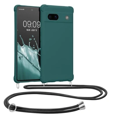 Afbeelding van kwmobile telefoonhoesjegeschikt voor Google Pixel 7a Hoesje van siliconen met telefoonkoord In petrol